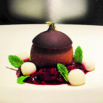 Zomerse framboosjes met chocolade (Restaurant Vanille)