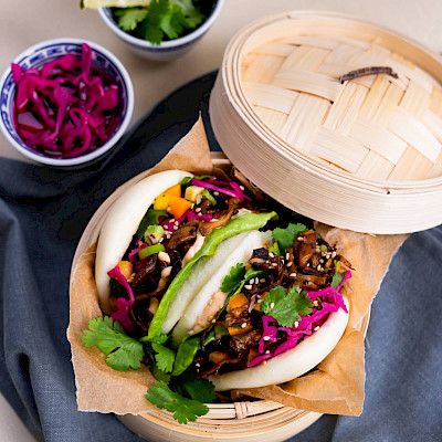 Bao buns met pulled oesterzwammen